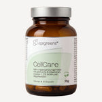 CellCare von epigreens® – Braunglas mit 60 Kapseln für 1 Monat, Vorderseite mit Etikett