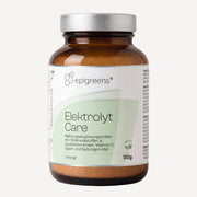 ElektrolytCare von epigreens® – Braunglas mit 150 g Pulver für 1 Monat, Vorderseite mit Etikett