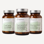 Zell-Bundle von epigreens® – drei Braungläser: CellCare, AgeCare DUO und MagnesiumCare 7 Komplex
